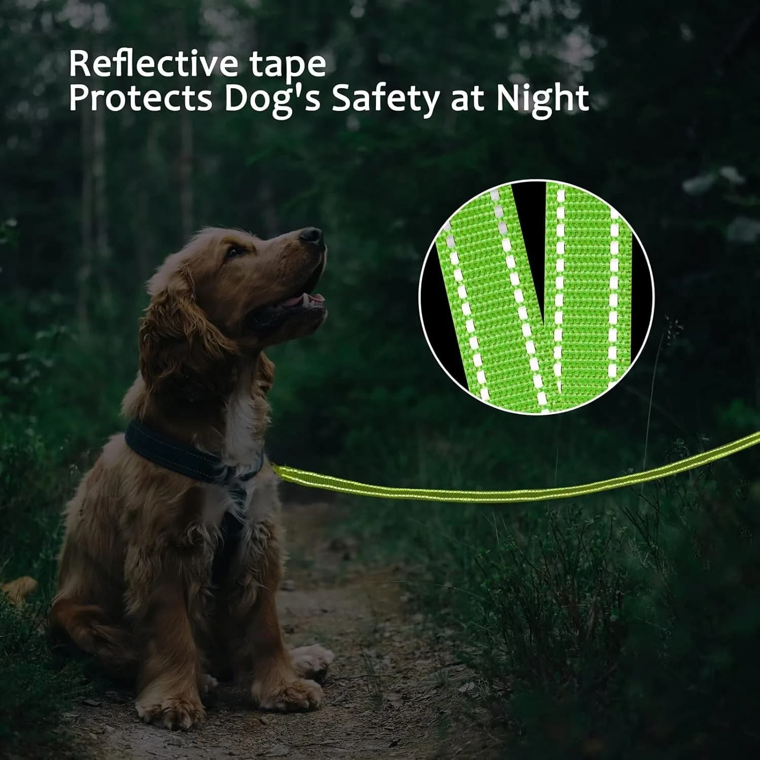 15 METER DOG TRAINING LEAD GREEN NEON REFLECTIVE