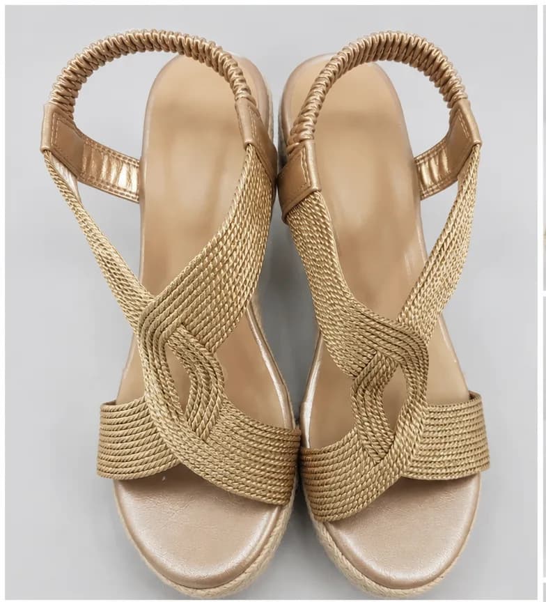 WOMEN'S GIRLS BRONZE STRAPPY WEDGE SANDALS UK SIZE 2
