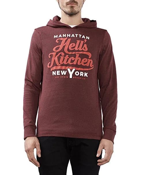 edc by ESPRIT Men's 106CC2K006 Hoodie Top Bordeaux Red BNWT