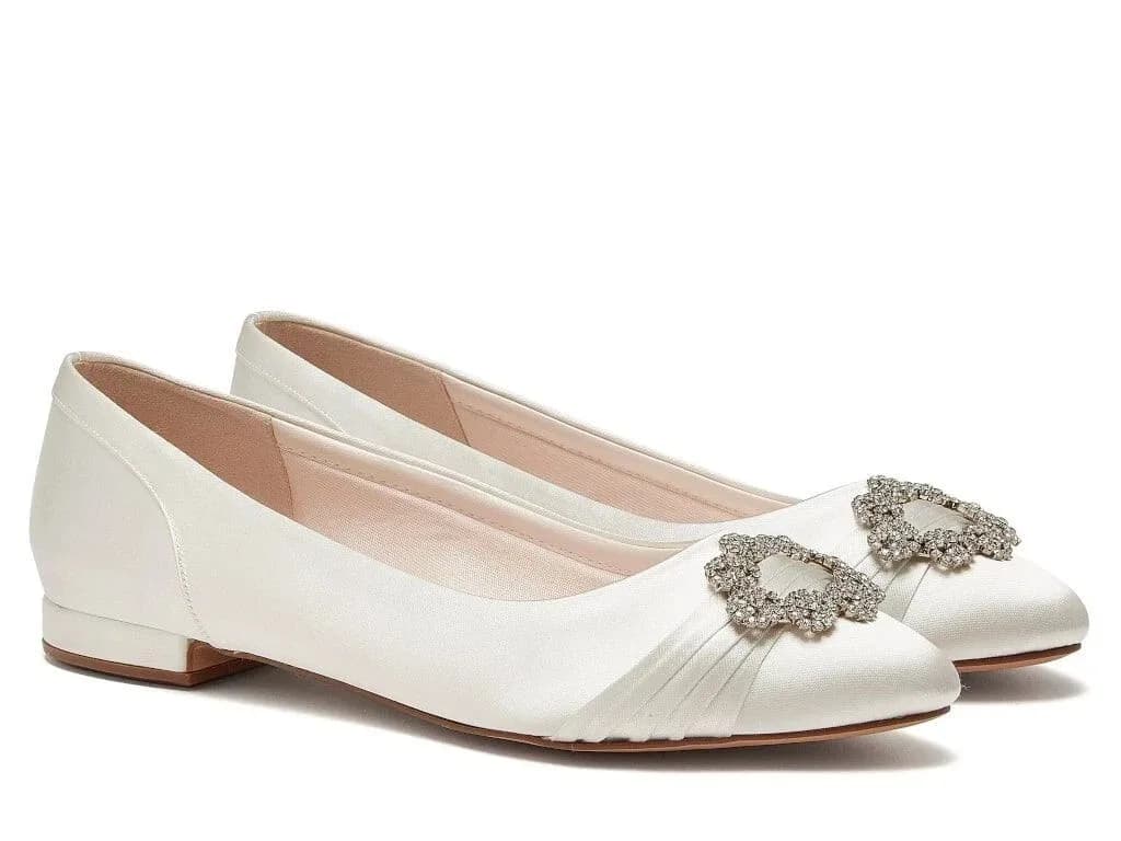 Rainbow Club Dulcie Women’s Ivory Satin Wedding Flat Shoes – UK 3 / EU 36