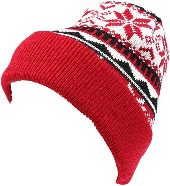 Sakkas Sloan Unisex Fold Over Classic Patterned Snowflake Winter Beanie Hat
