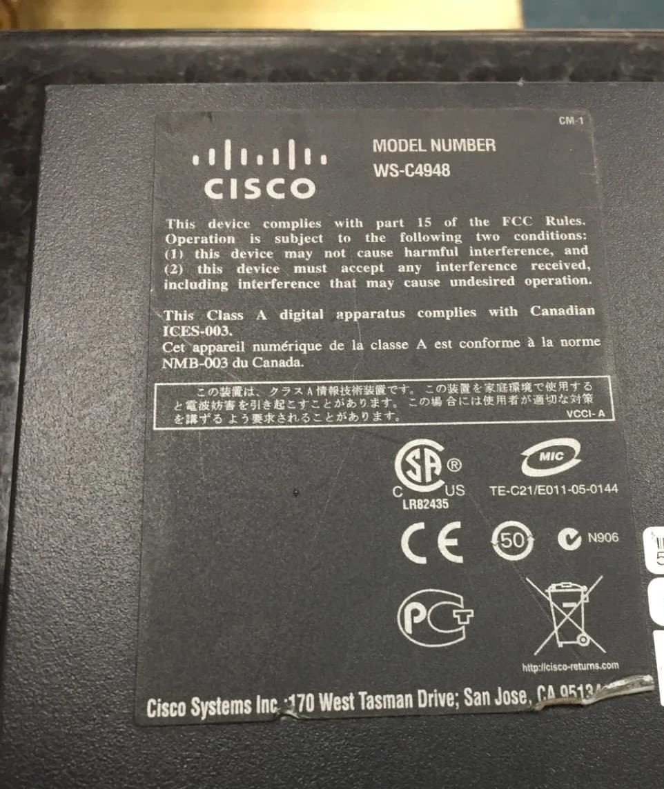 Cisco WS-C4948 Catalyst 4948 48 Port Gigabit Switch - WS-C4948