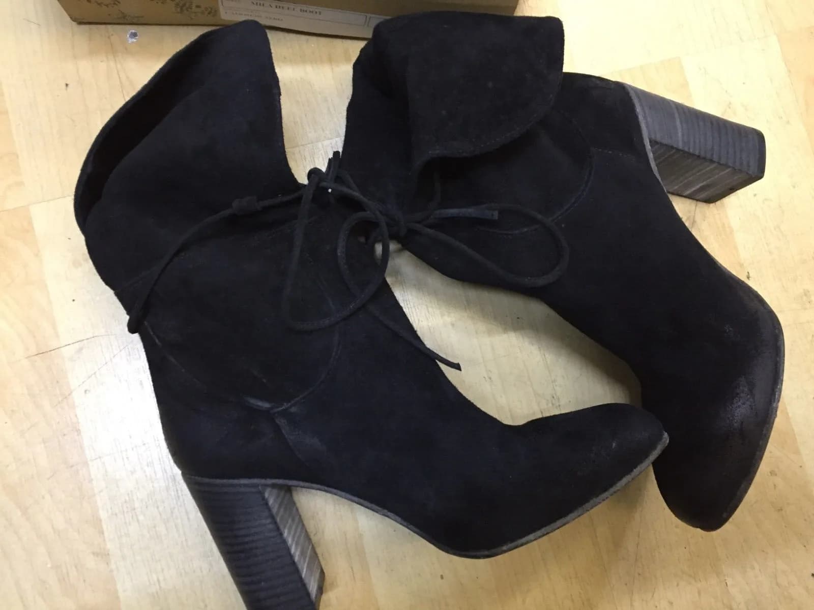 Free People Mila Heel Boot Black Suede Fold Over boots EU 37 & 39