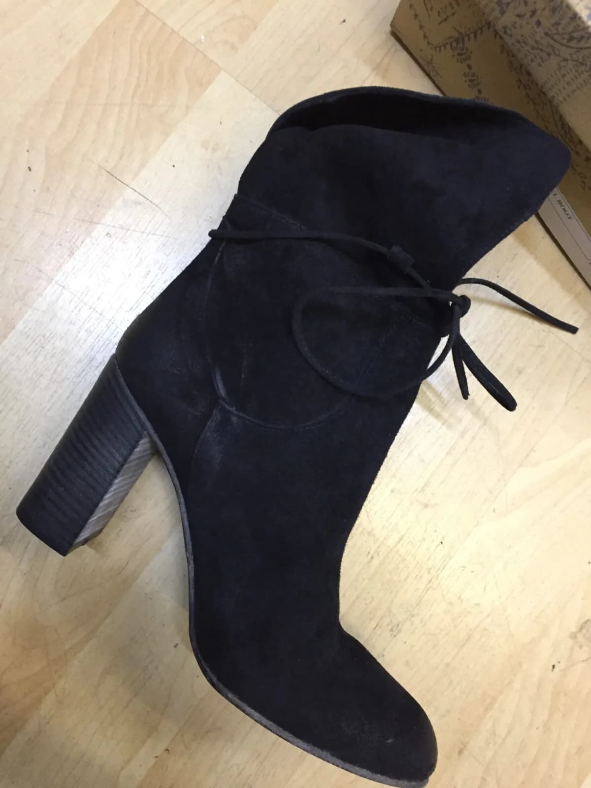 Free People Mila Heel Boot Black Suede Fold Over boots EU 37 & 39