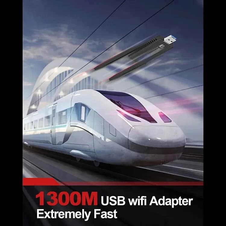 MAXESLA 1300M 2 Antennas Wifi Adapter USB 3.0 Dongle 2.4G/5G 1300 Mbps Pc/Laptop