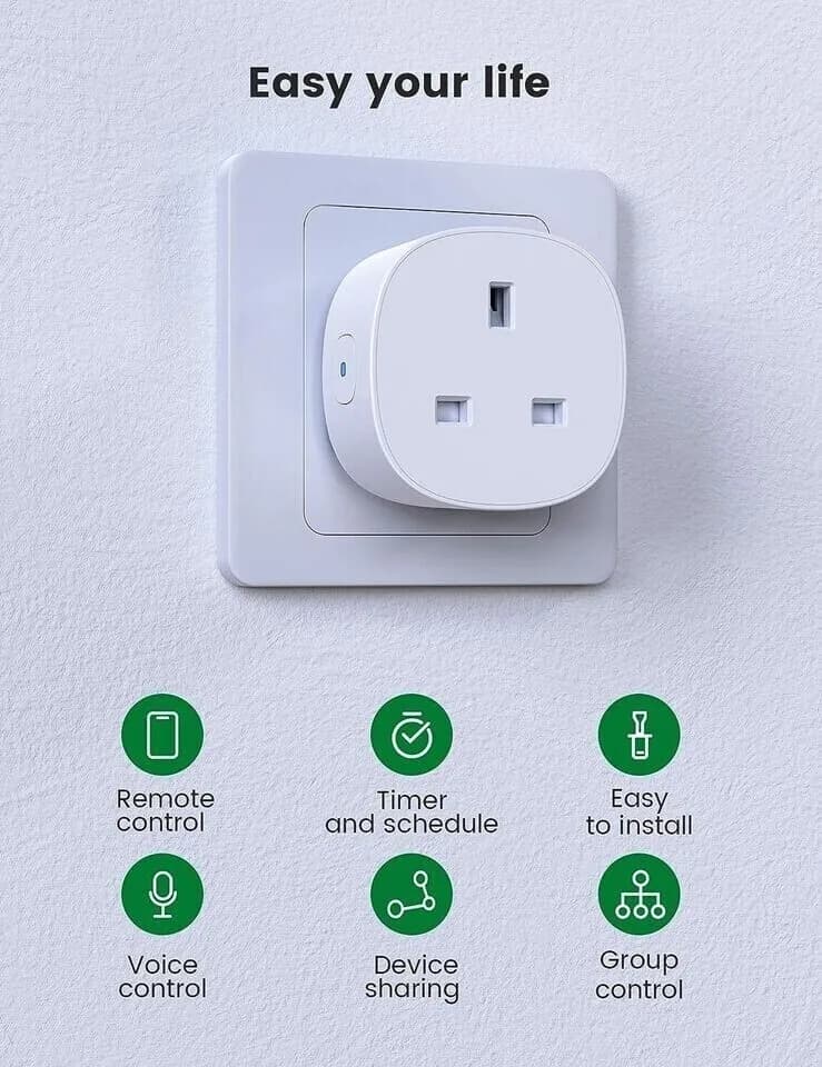 2 Pack Smart Plug 13A Wi-Fi Outlet Compatible with Alexa Echo Google Home Fokoos