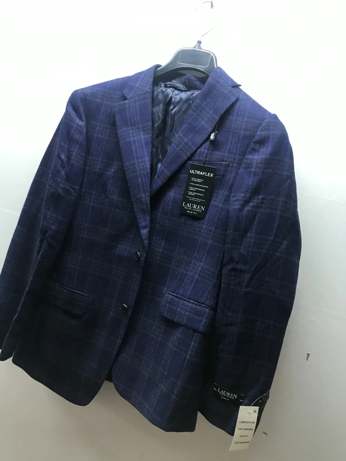Lauren Ralph Lauren Men's Classic-Fit UltraFlex Stretch Navy Blue Plaid 38 short