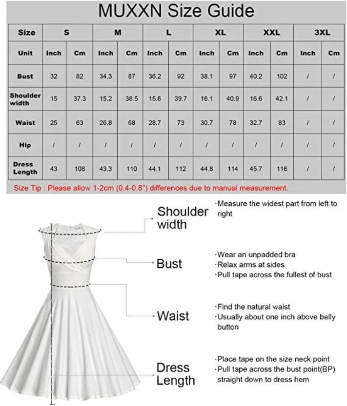 MUXXN Women's 50s 60s Vintage Sexy V-Neck Swing Dress Green M