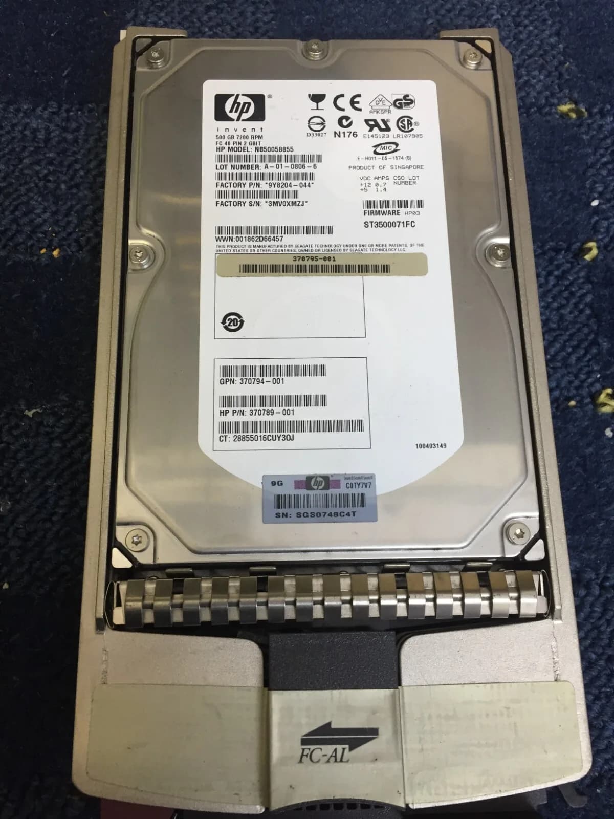 HP EVA 500 GB FATA Fibre Channel 7.200 rpm FC 40 pin 2 GBIT NB50058855 SCSI HDD