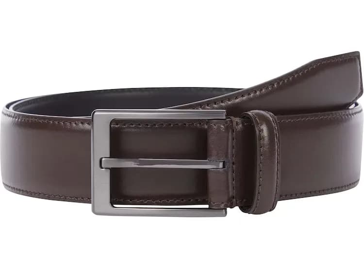 CALVIN KLEIN CK BUSINESS BELT 35MM DARK BROWN GENUINE 100% LEATHER 46"