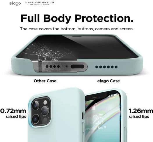elago Liquid Silicone Case Designed for iPhone 12 Pro Max 6.7" Case Mint Green