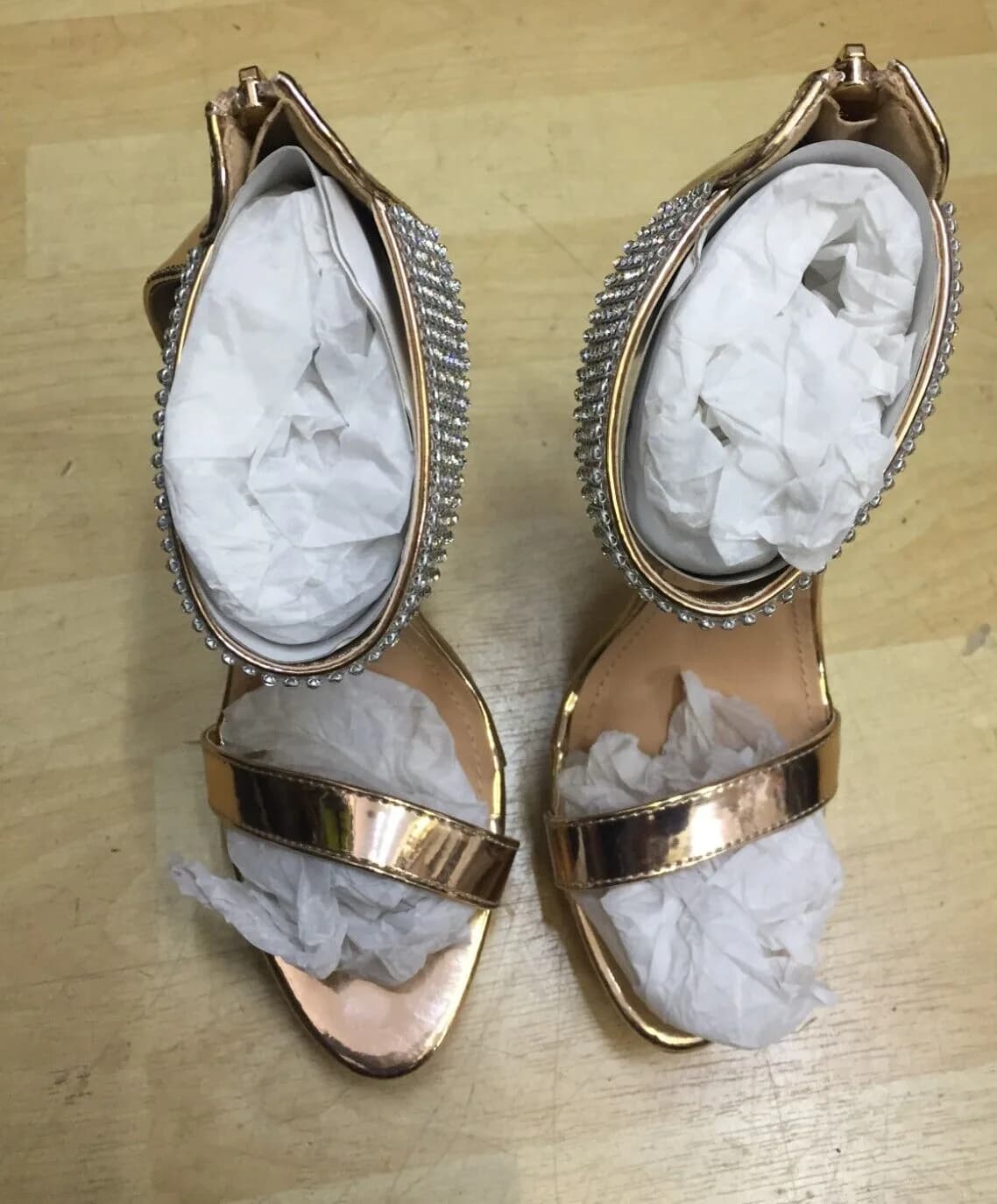 LADIES TRUFFLE COLLECTION CLASSIC ROSE GOLD HEELS BLING WEDDING PARTY SIZE 5