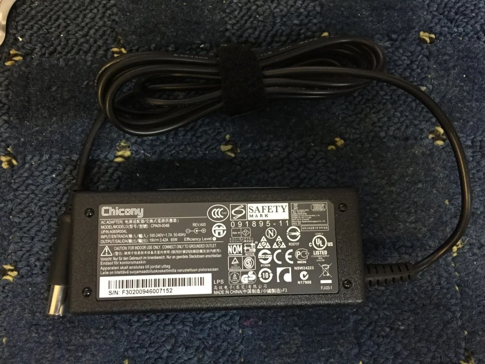 Genuine Original Chicony 19V 3.42A 65W AC Adapter Power Supply CPA09-004B