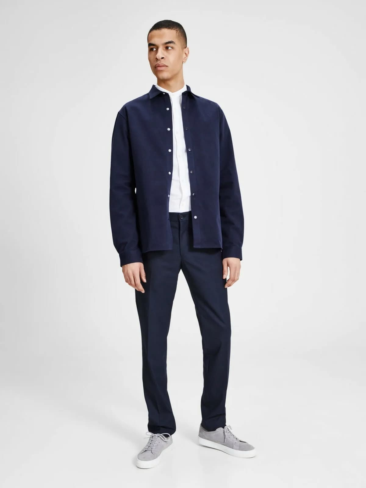 MENS JACK & JONES MINIMALIST LONG SLEEVE SHIRT NAVY L/42