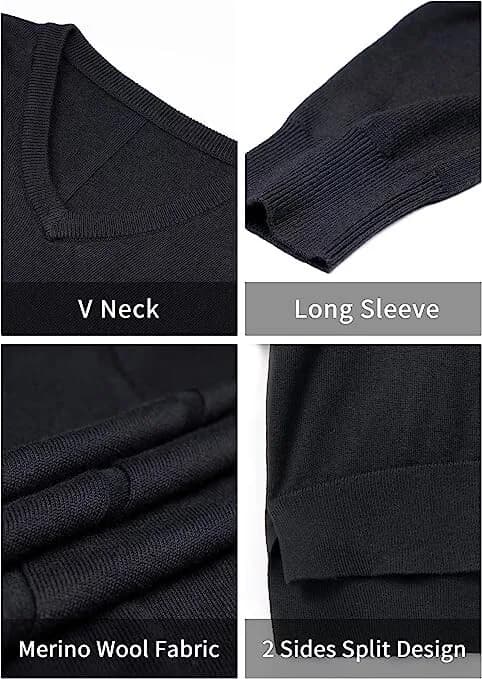 SPIEZ Merino Wool Women's v neck Sweater Cable Knit Pullover Sweater L