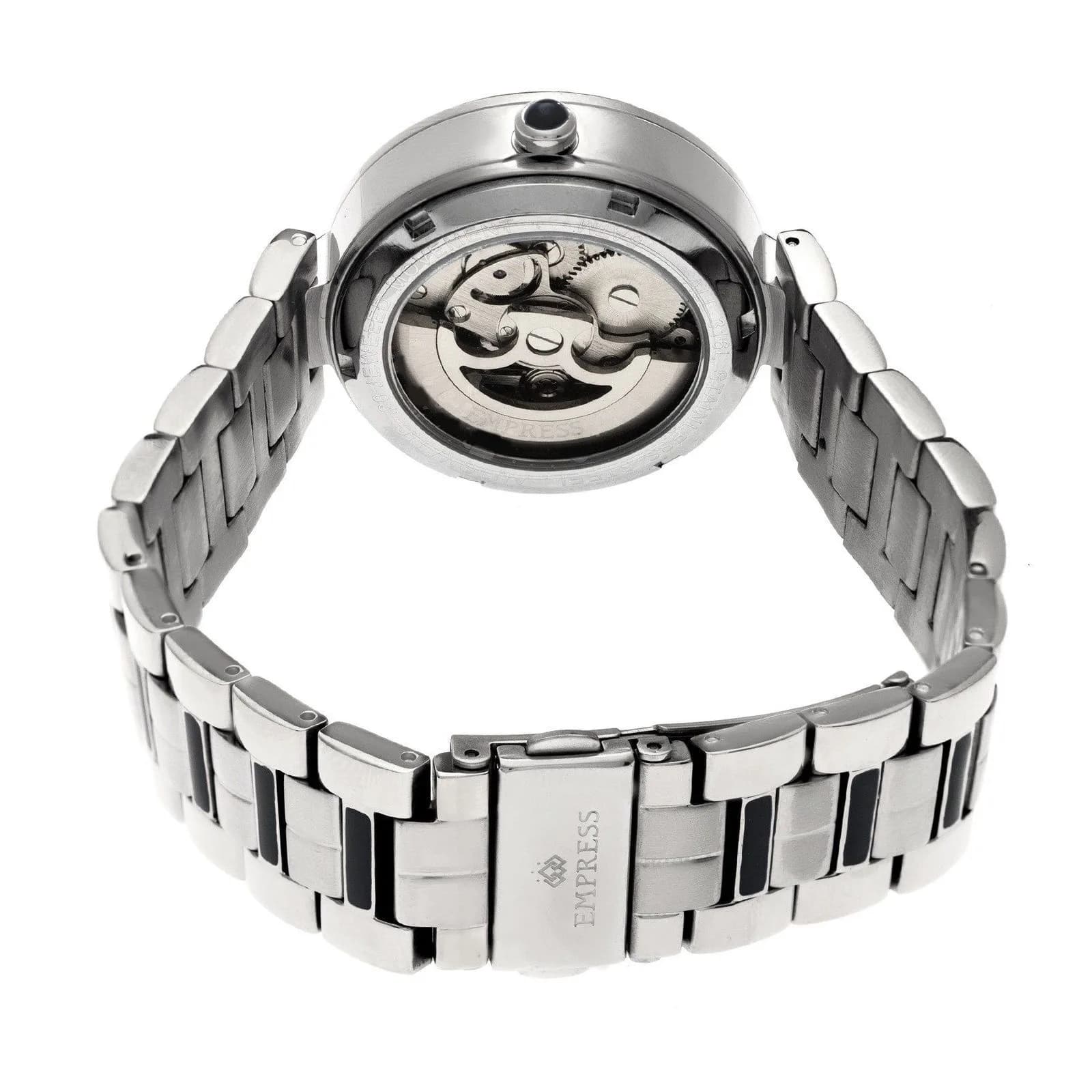 EMPRESS Women's Catherine Stainless Steel Black Hammered Watch Gift Boxed