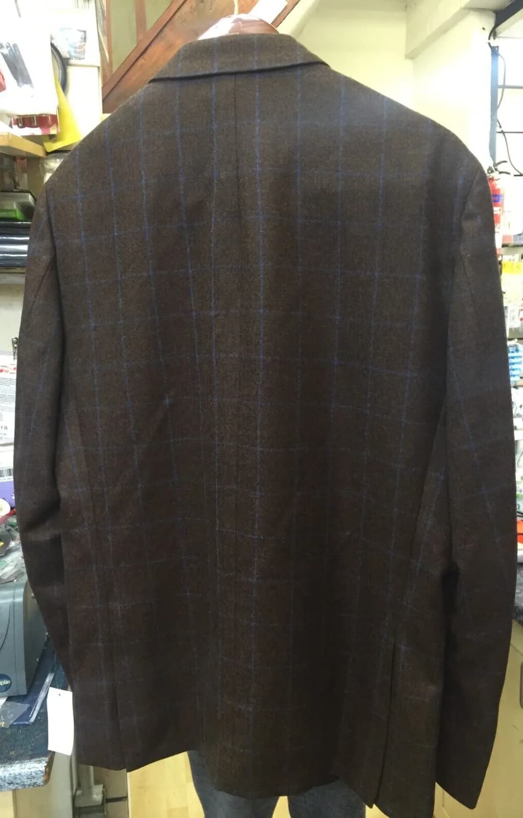 TALLIA Men's Big & Tall Slim-Fit Brown/Navy Plaid Sport Coat 44R RRP $350.00