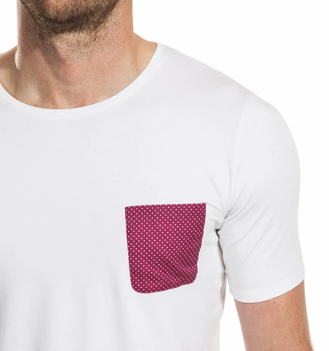 Chess London James Anderson Pendle White T-Shirt Grey/Spot Pocket Slim Fit