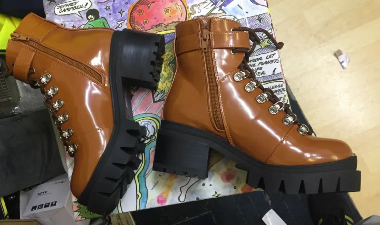 WOMEN'S JEFFREY CAMPBELL CZECH PLATFORM BOOTS CAMEL BROWN UK SIZE 2.5