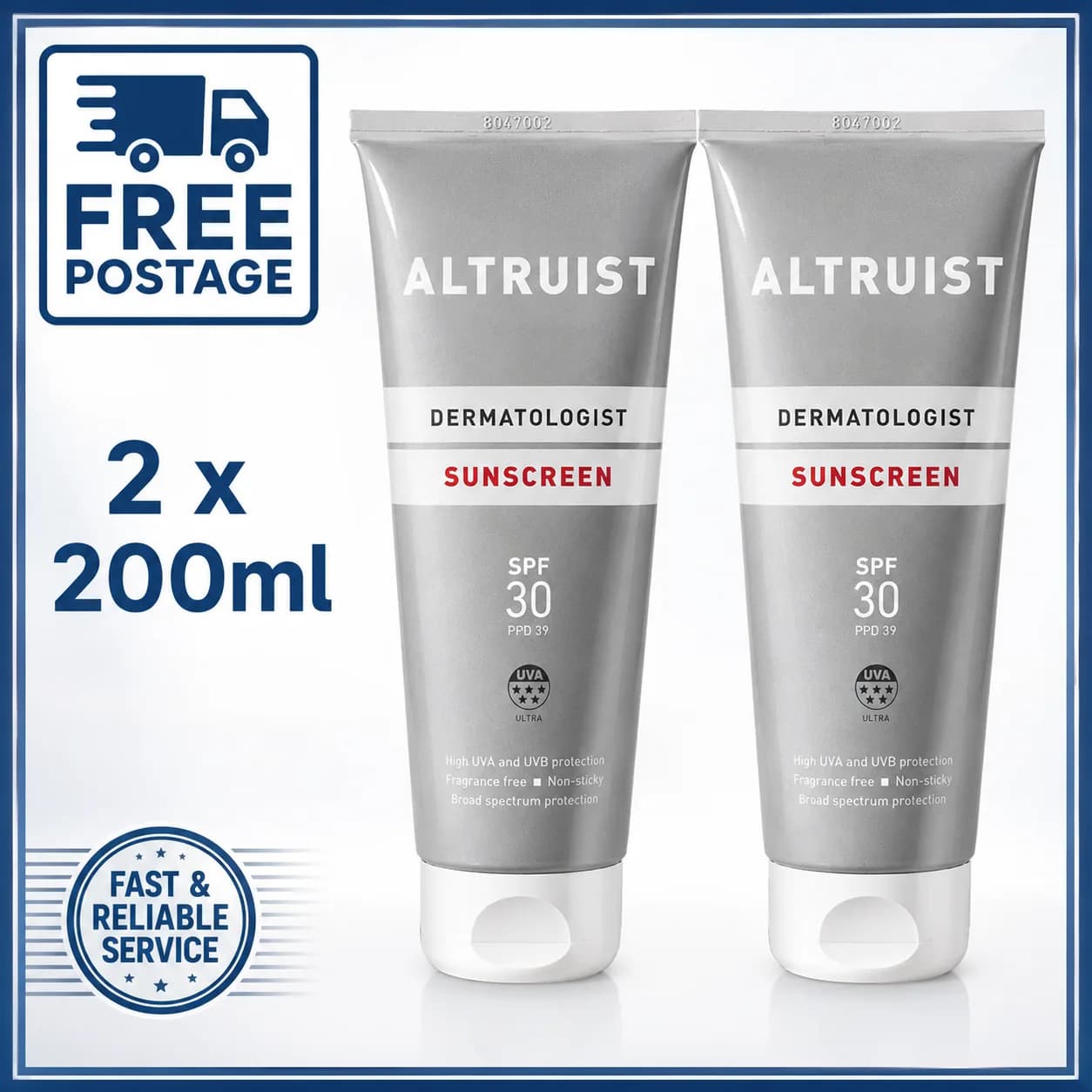 Altruist Dermatologist Sunscreen SPF30 2 x 200ml Sensitive Skin UVA Protection