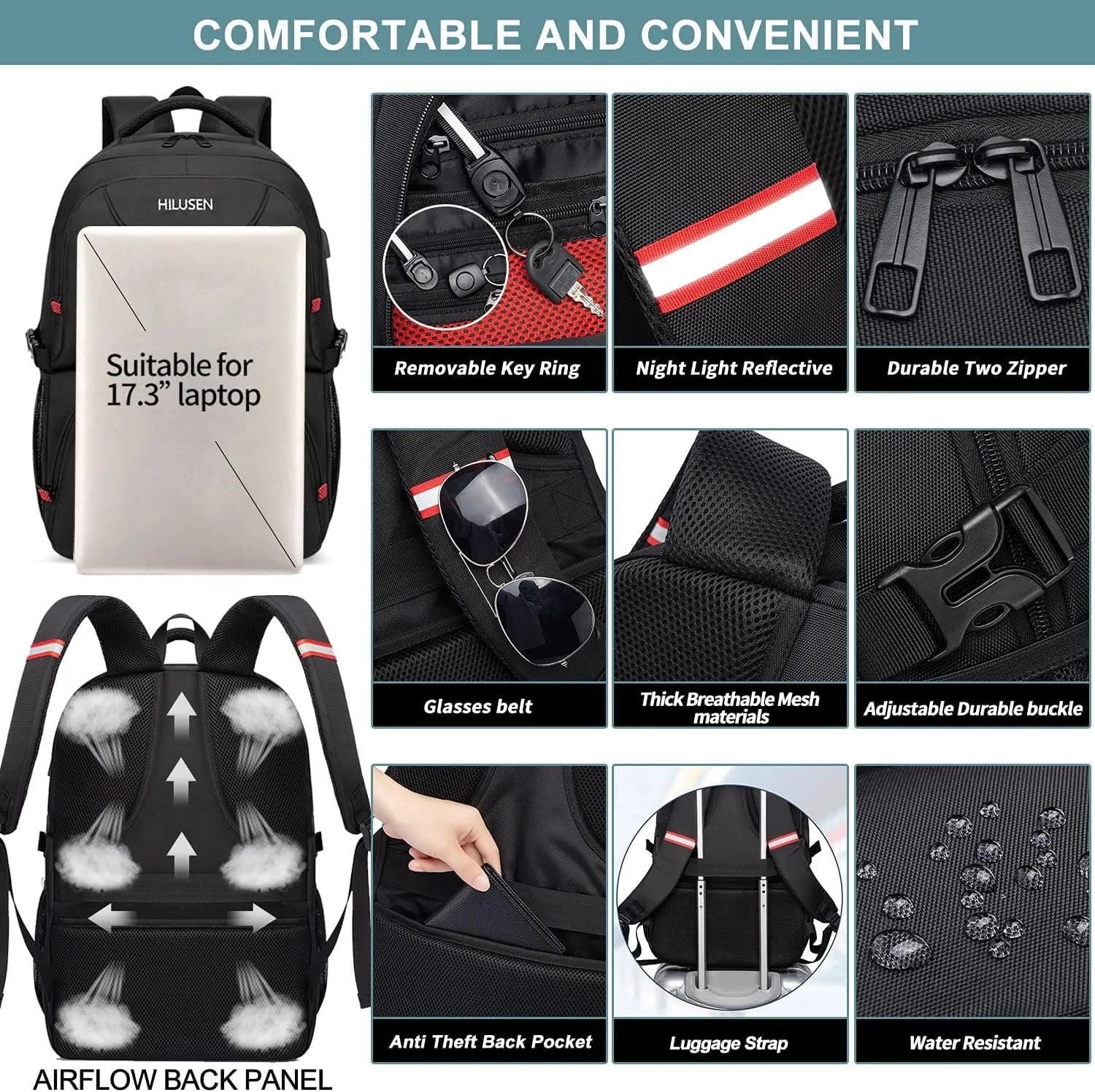 Extra Large Backpack 50L,Lunch Backpack Work Bag Travel Laptop USB Charging Por