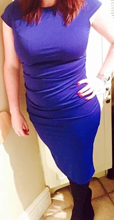 Blooming Jelly Women's Cap Sleeve Wear to Work Pencil Midi Dress Blue