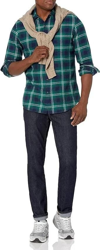 Amazon Essentials Men's Slim-Fit Long-Sleeve Flannel Shirt XXL
