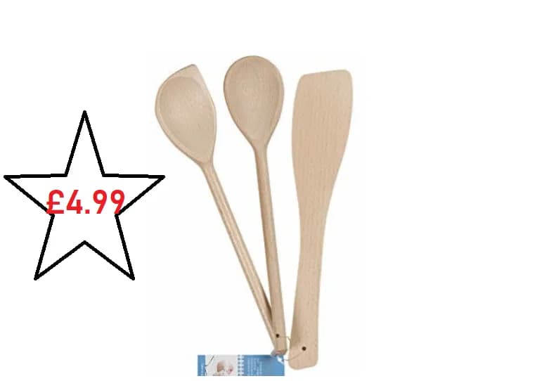 Set of 3 GEH Utensils Wooden Kitchen utensils lightweight Spatulas Cooking Bakin