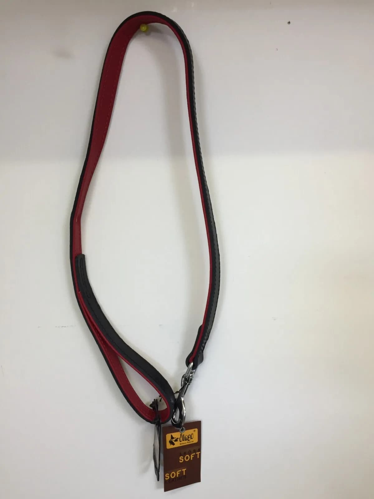 Dingo Leather Leash for Dog Exclusive Black with Red Padding Lead Handmade
