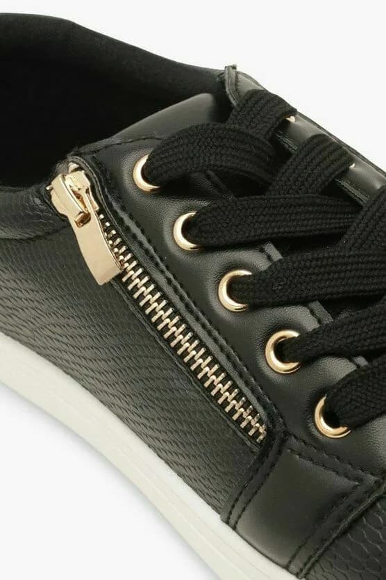 KRUSH Womens ZIP SIDE SNAKE EFFECT Black SNEAKERS UK SIZE 4.5