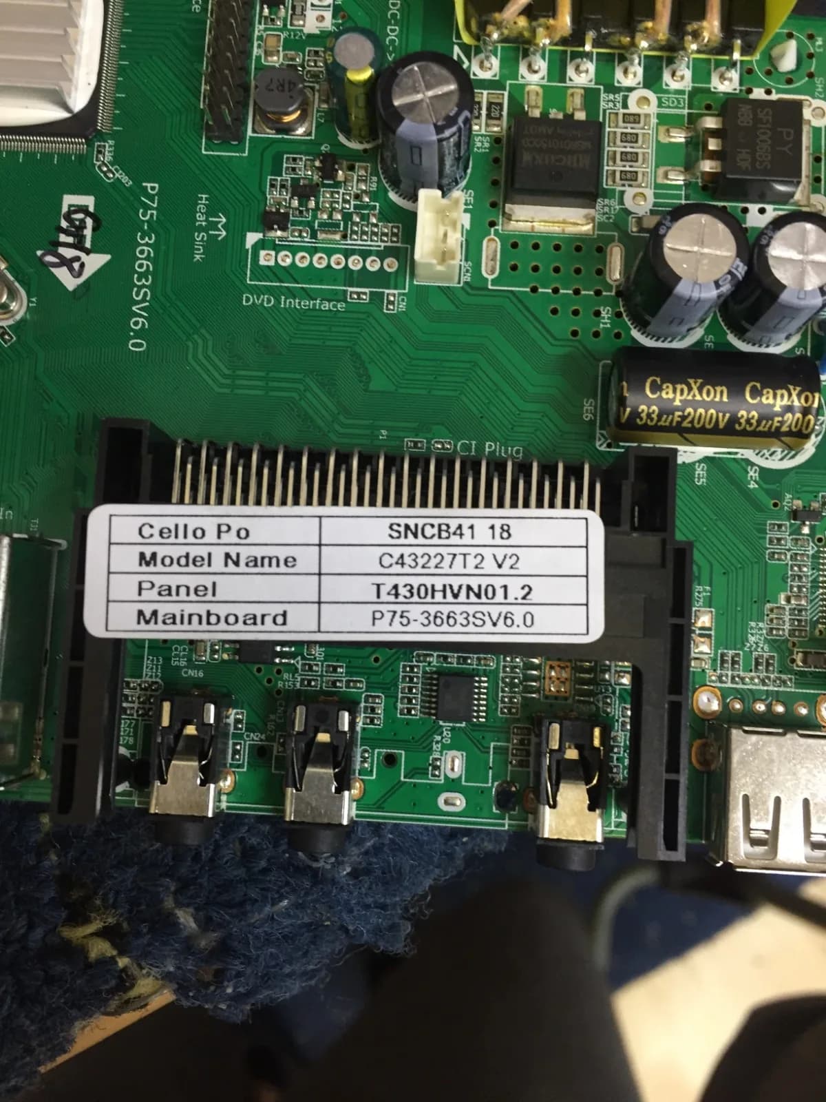 CELLO TV MAIN BOARD FOR C43227T2 V2