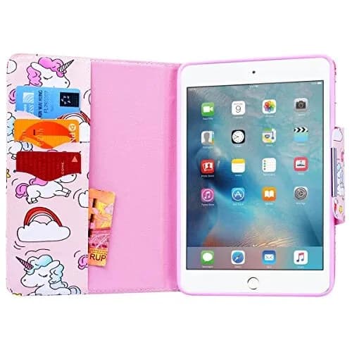 APPLE iPad 1, 2, 3, 4 Case | Leather | Cute Unicorn Design | Pink girls