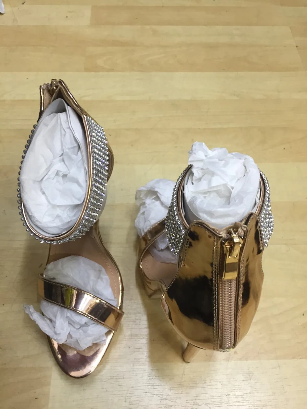 LADIES TRUFFLE COLLECTION CLASSIC ROSE GOLD HEELS BLING WEDDING PARTY SIZE 5