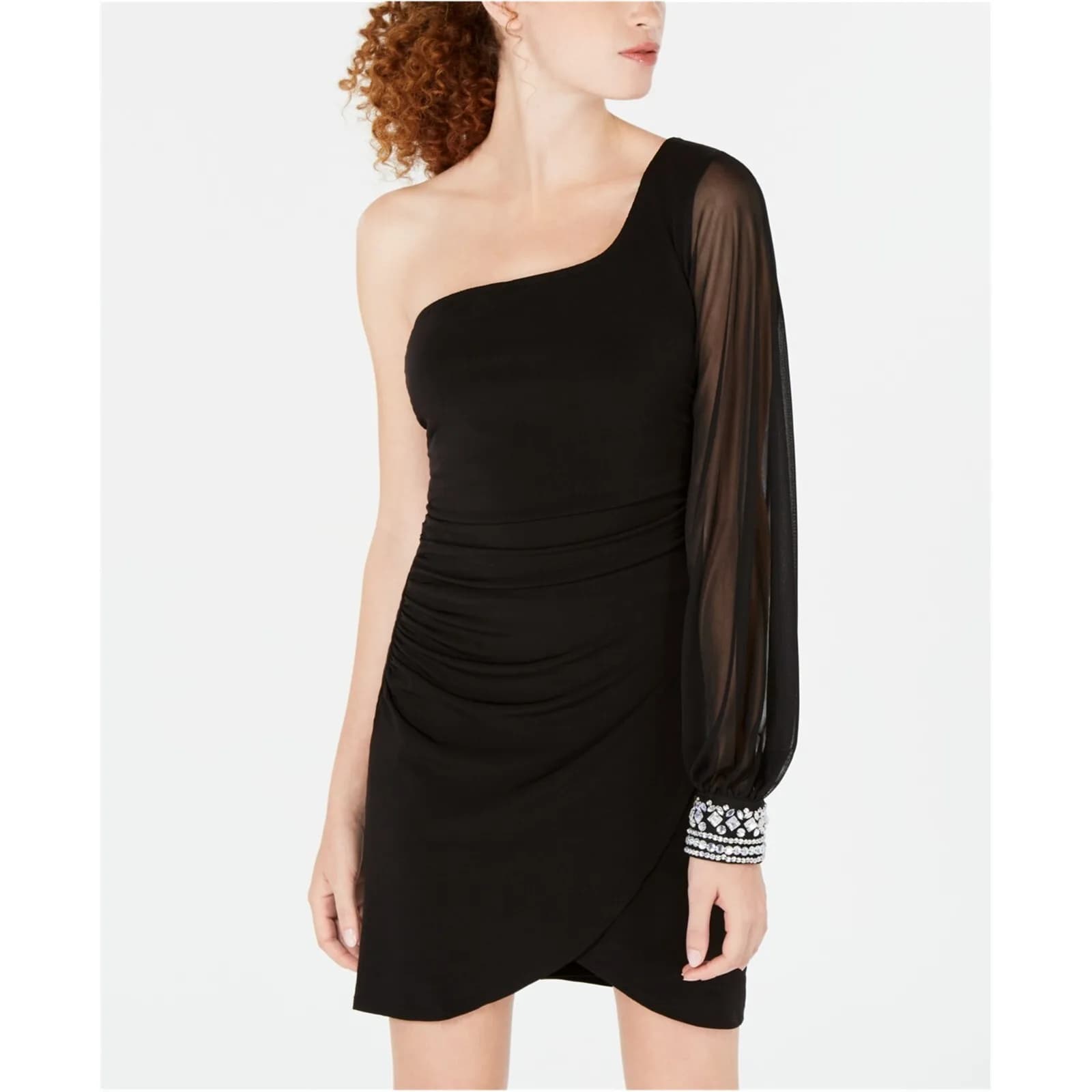 Crystal Doll Womens Embellished Cuff One Shoulder Dress US SIZE 9