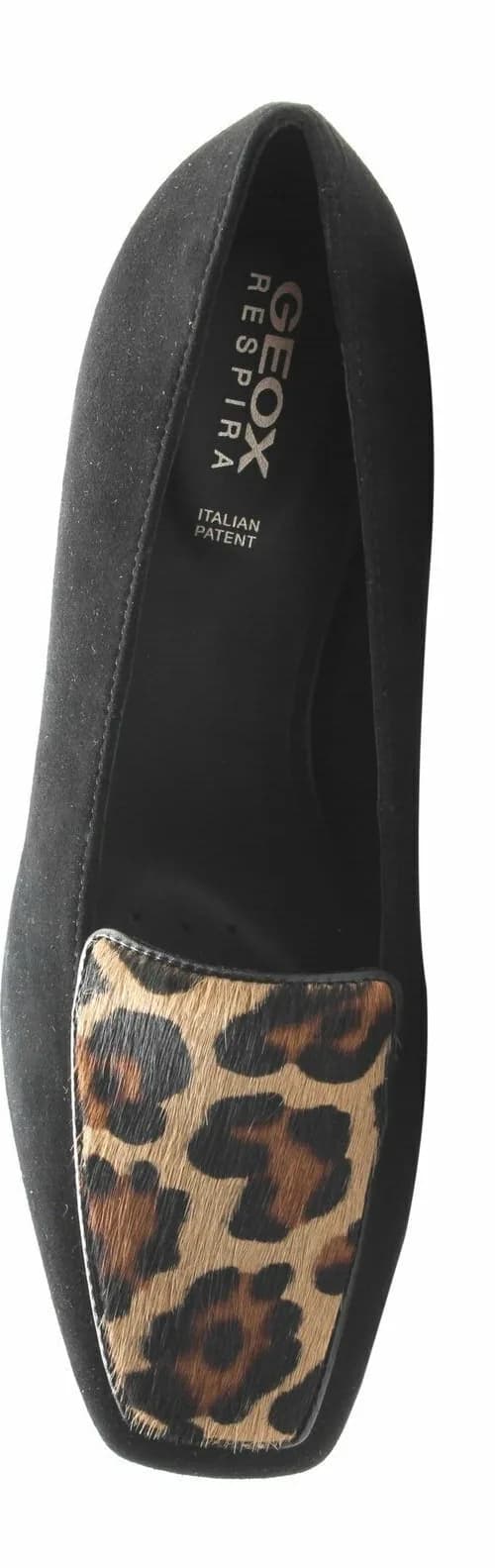 GEOX Respira D Vivyanne Bal C Pump Black Leopard Shoes UK 4 EU 37 SUEDE