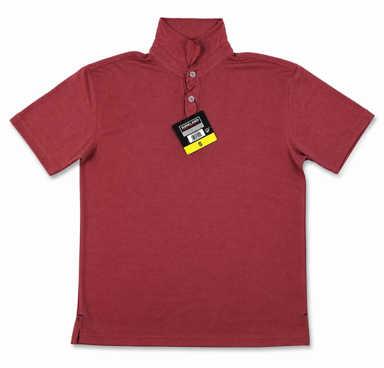 KIRKLAND SIGNATURE Men's Short Sleeve T Shirt Jacquard Polo Red Coral Size Small