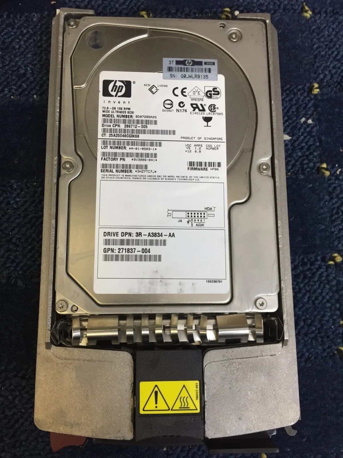 HP HARD DRIVE HP BD07285A25 72.8 GB 10000RPM WIDE ULTRA-320 SCSI