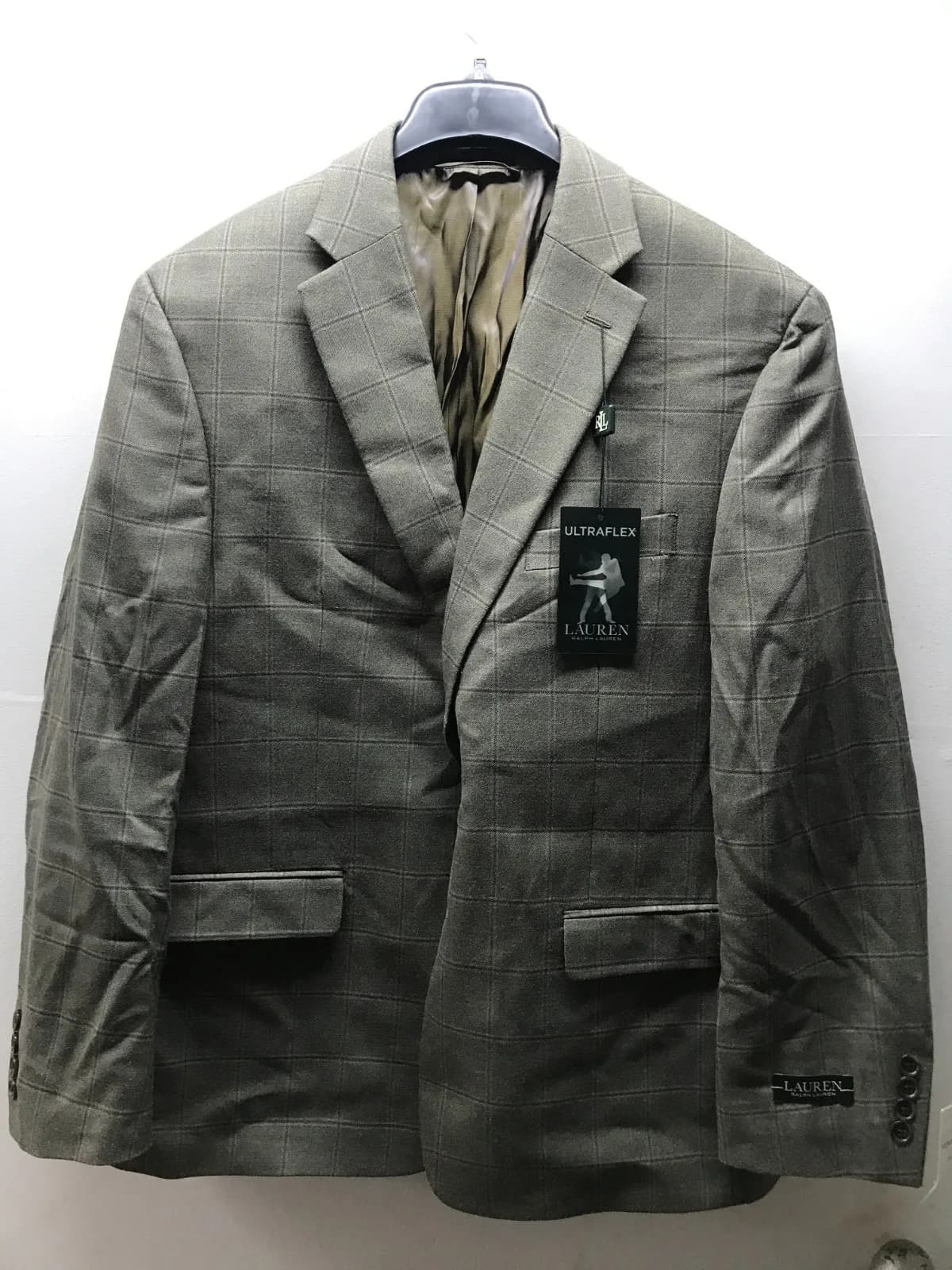 Brand New Original Ralph Lauren Mens Ultraflex Two Button Blazer Jacket, Grey 44