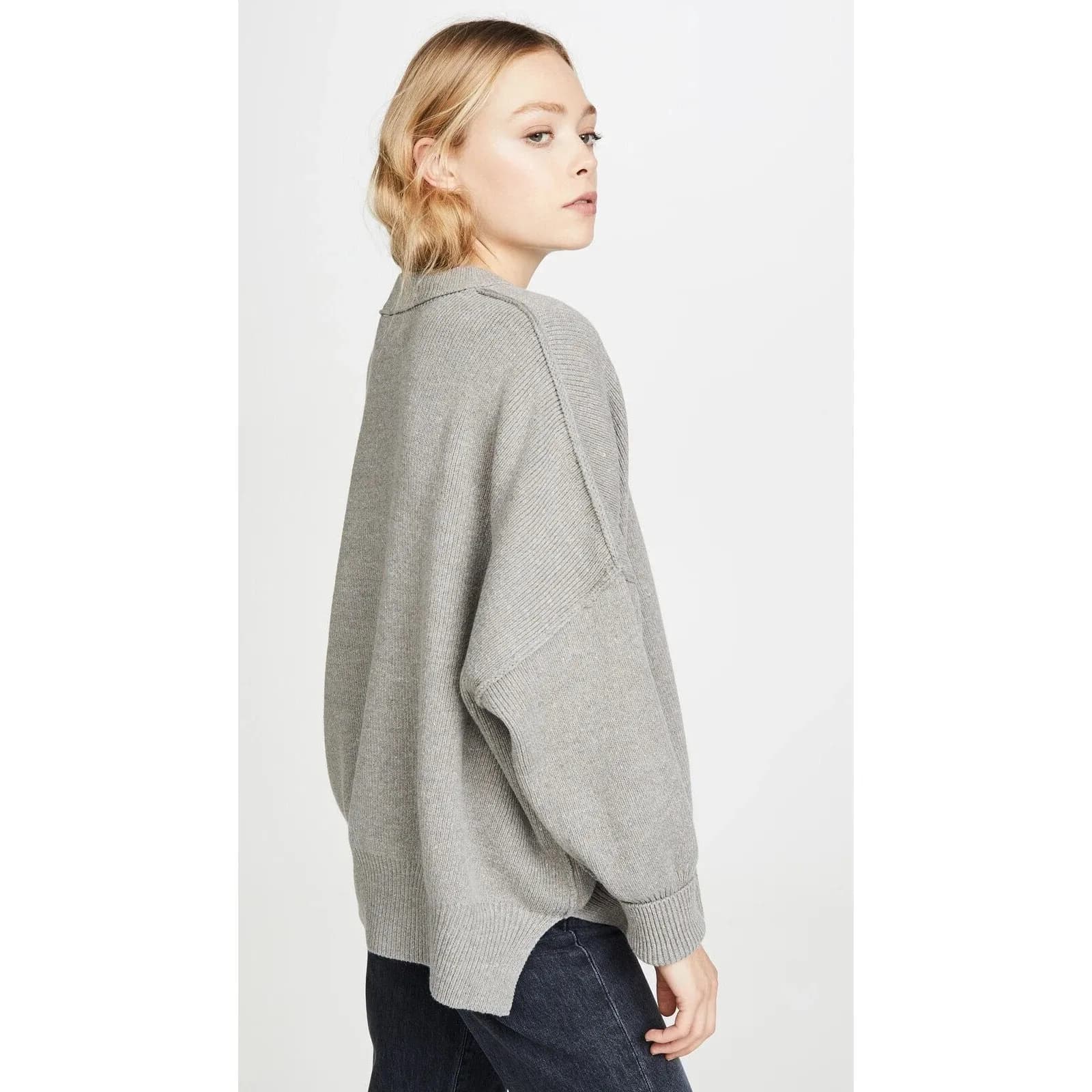 Free People Women's Easy Street Tunic Sweater Pullover Medium Gray S RRP £118