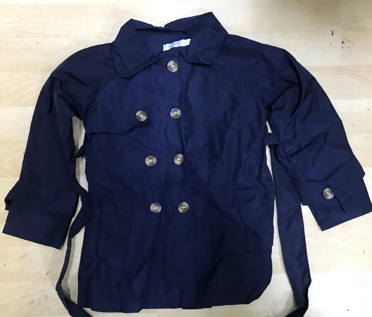 GIRLS 5–6 YEARS DOUBLE BREASTED TRENCH COAT JACKET WINDBREAKER WITH BELT NAVY BL