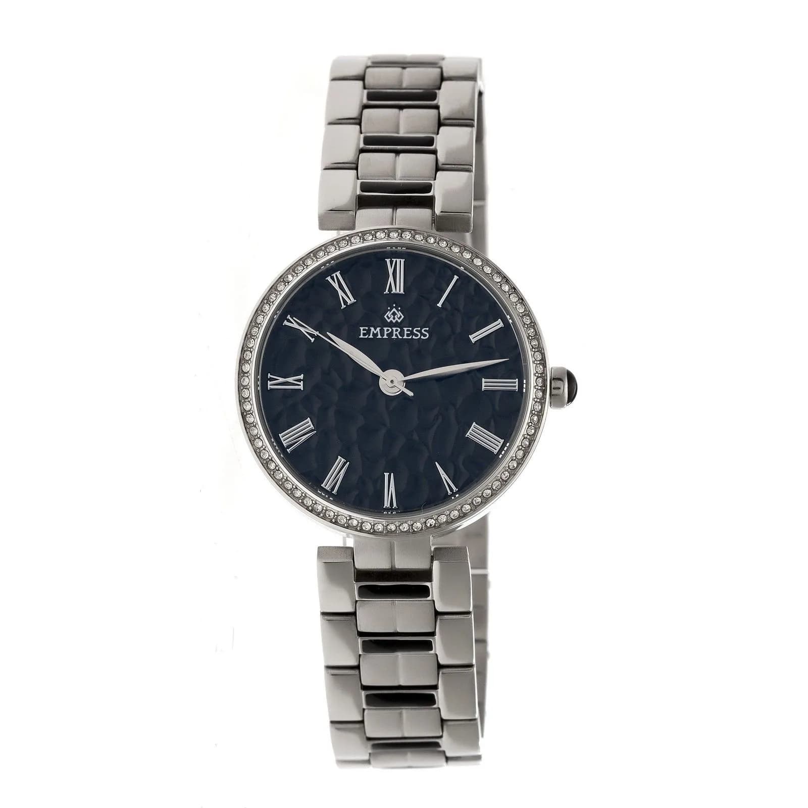 EMPRESS Women's Catherine Stainless Steel Black Hammered Watch Gift Boxed