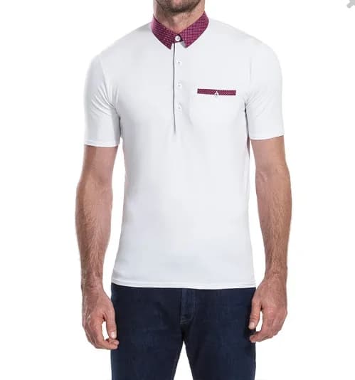 Mens Chess London James Anderson Sandy Lane White Polo T Shirt Slim Fit