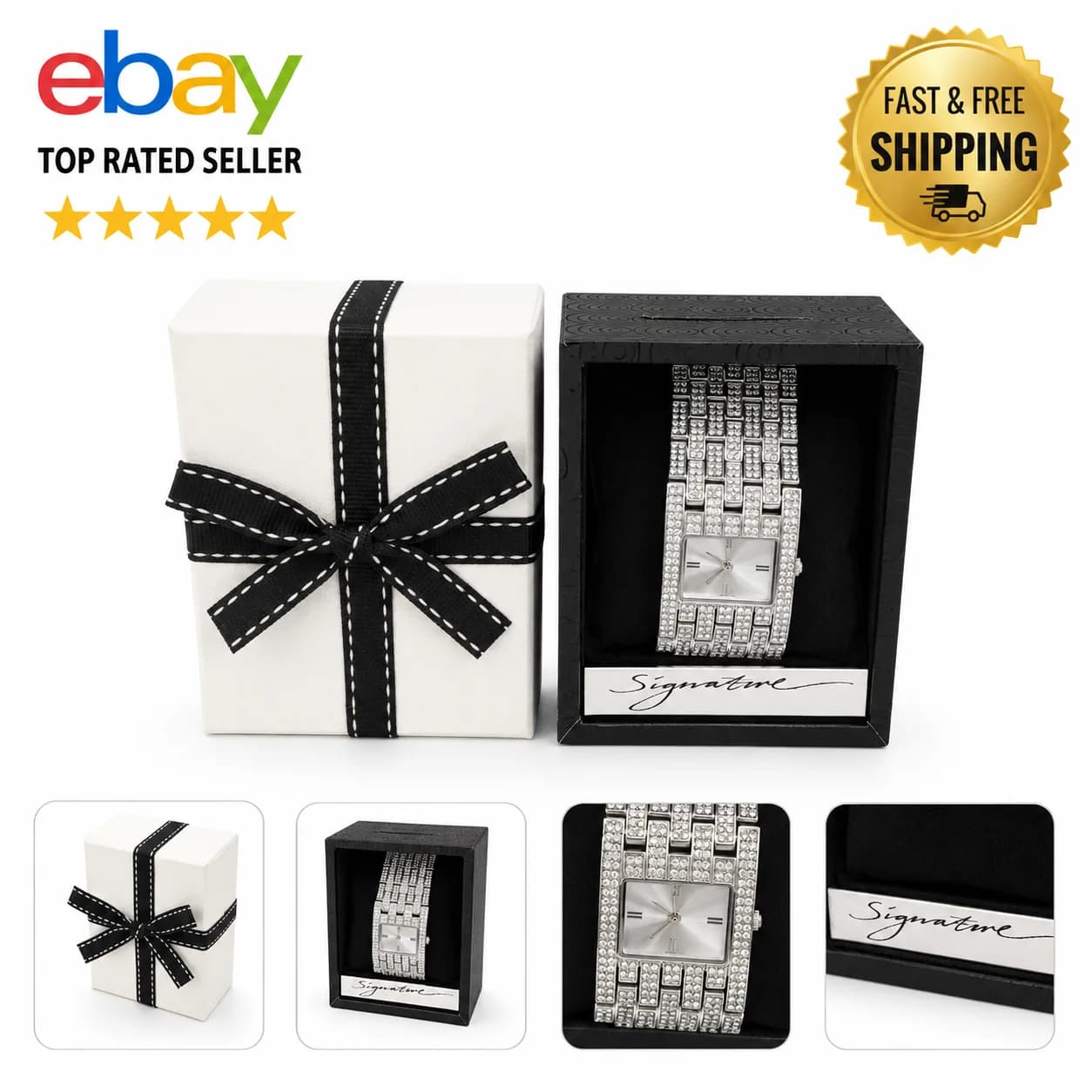 NEXT Signature Quartz Crystal Bracelet Watch – Elegant Sparkling Silver Women’s