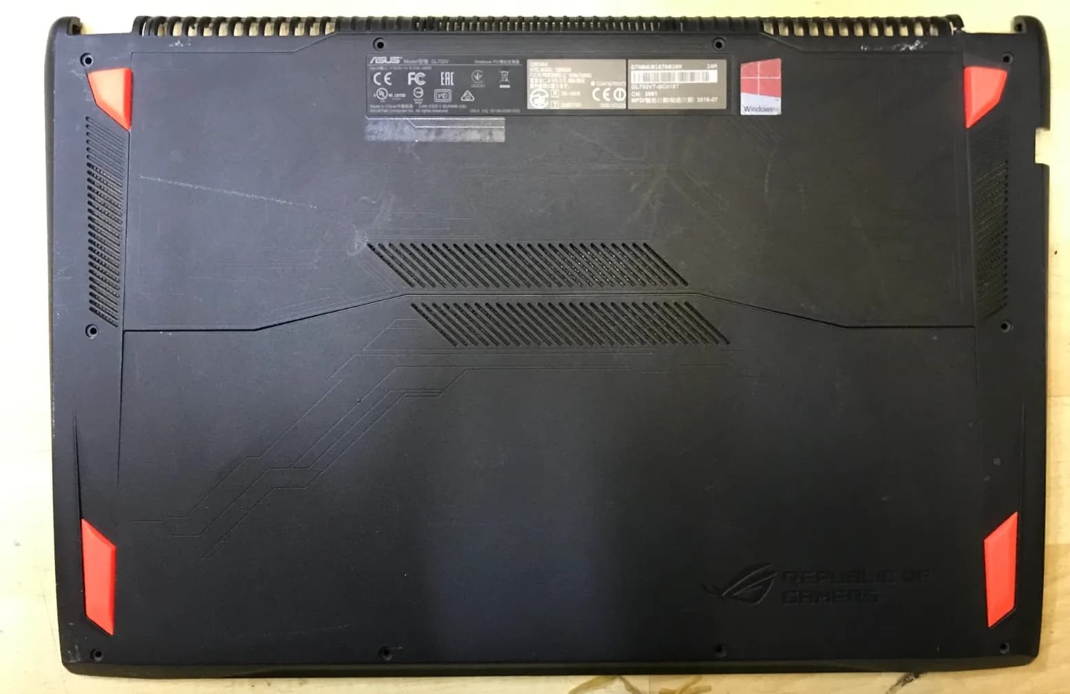 ASUS ROG Strix GL702V / GL702VT-GC018T Laptop Bottom Case Base Black