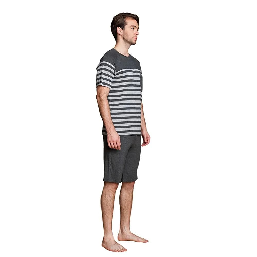 Suntasty Men's Modal Cotton Sleepwear Short Sleeve Pajama Shorts & Top Set