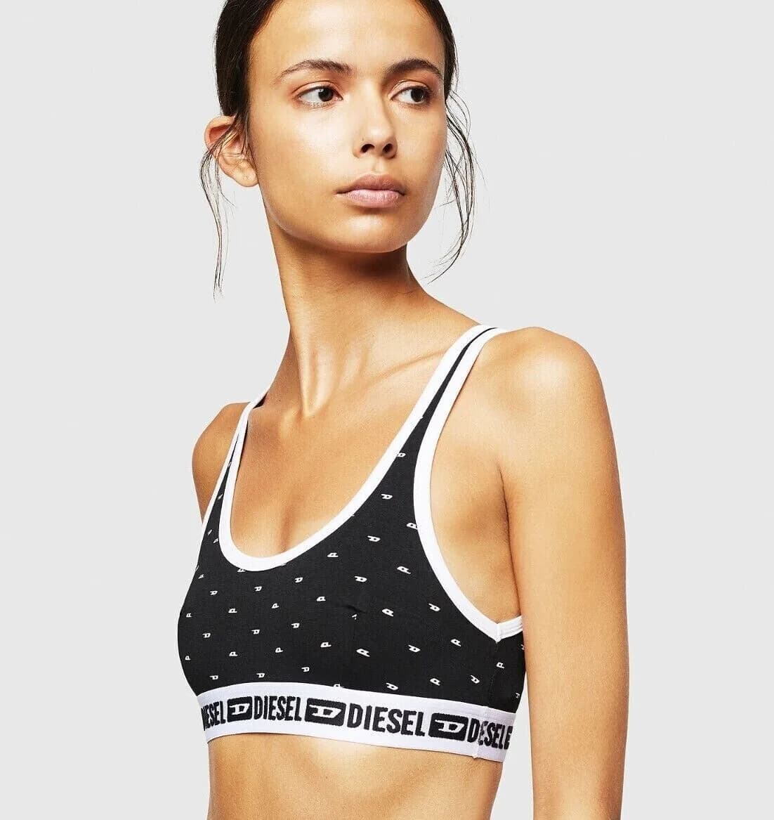 Diesel Women's UFSB-BRAS Bralette With All Over Logo Print SIZE L
