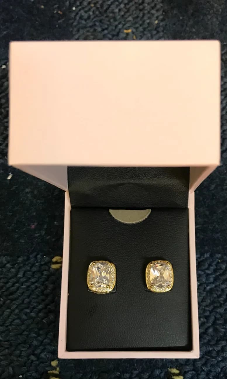 Piatella Women 18k Gold Plated & Diamond Earrings Gift Boxed