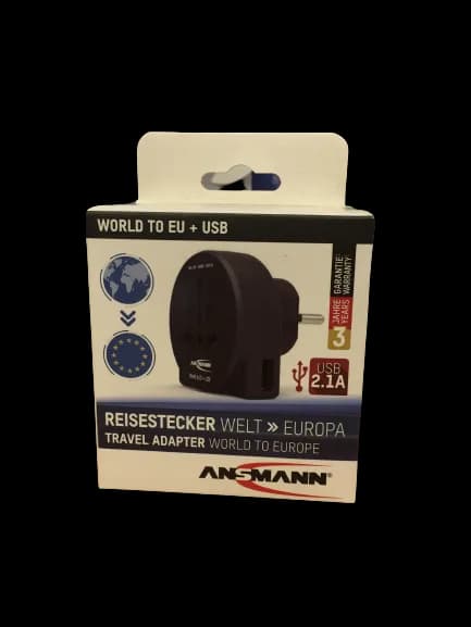 Ansmann Travel plug adapter converter - World to EU + USB