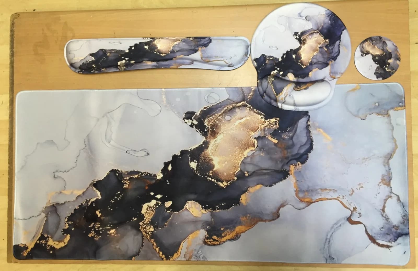 icasso desk mat gaming mouse pad wrist support set Grey Marble