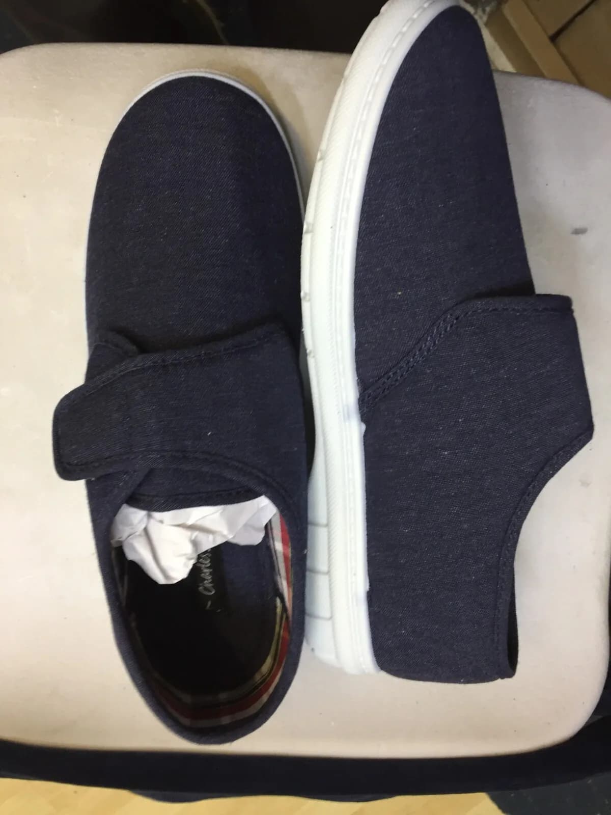 CHARLES SOUTHWELL MEN'S WIDER FITTING Blue Fabric Slip On Casual Shoe's UK 7